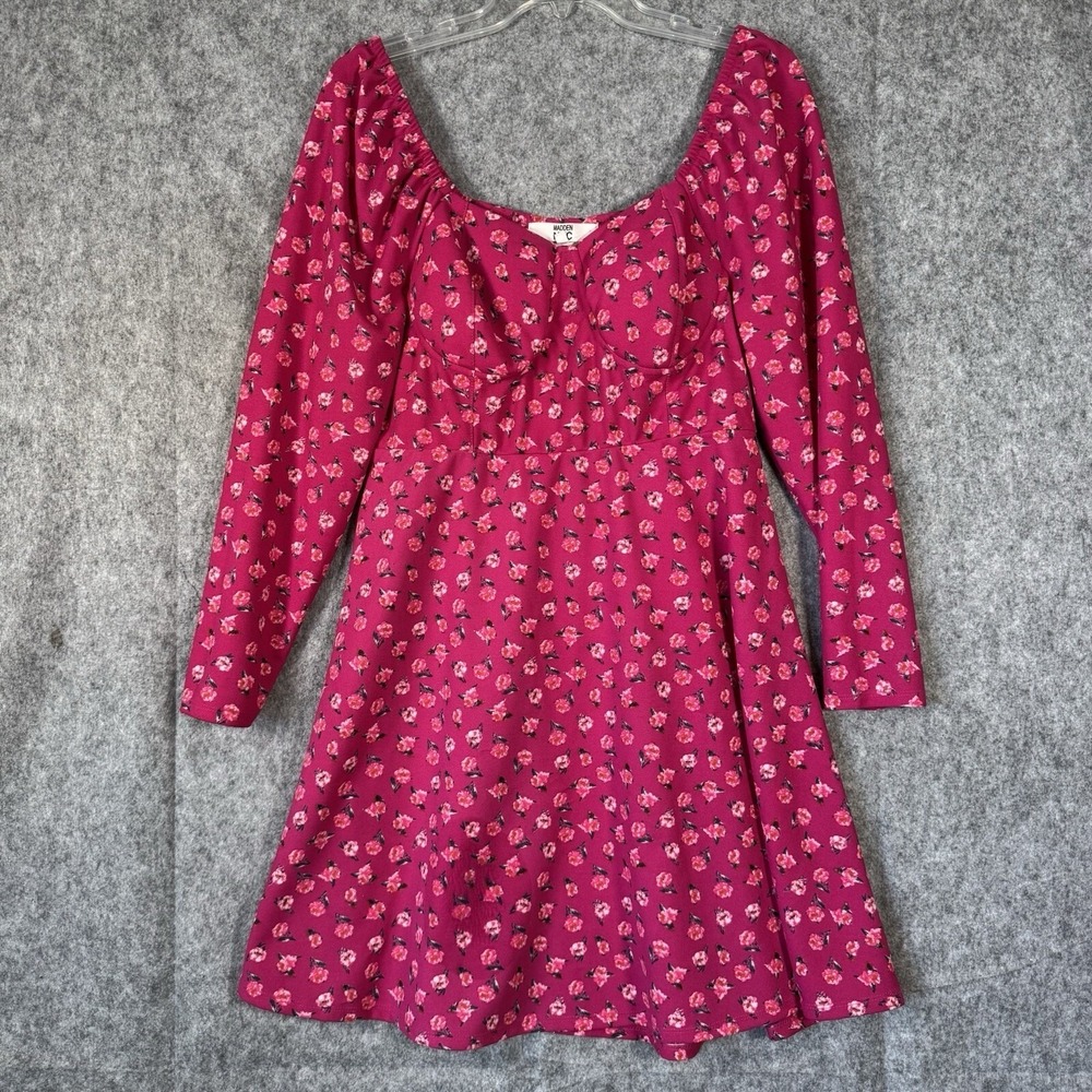 Madden NYC Y2K Babydoll Peasant Coquette Milkmaid Dress 2x Fairy Pink Floral